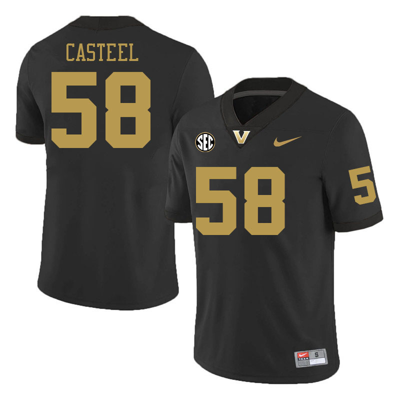 Vanderbilt Commodores #58 Carson Casteel College Football Jerseys 2024 Uniforms Stitched-Black